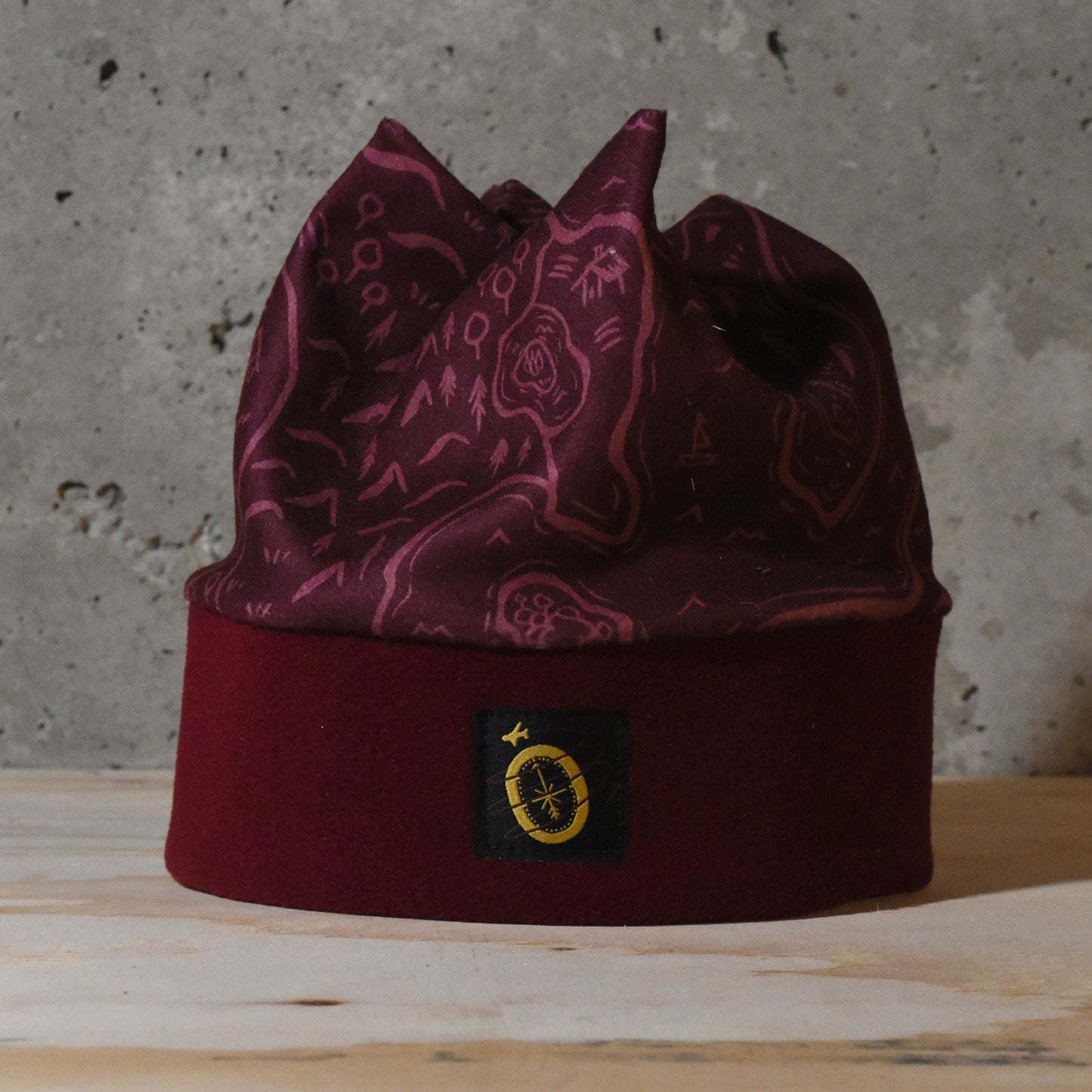 Sacred Peaks Maroon Quad Pointer Fleece Hat