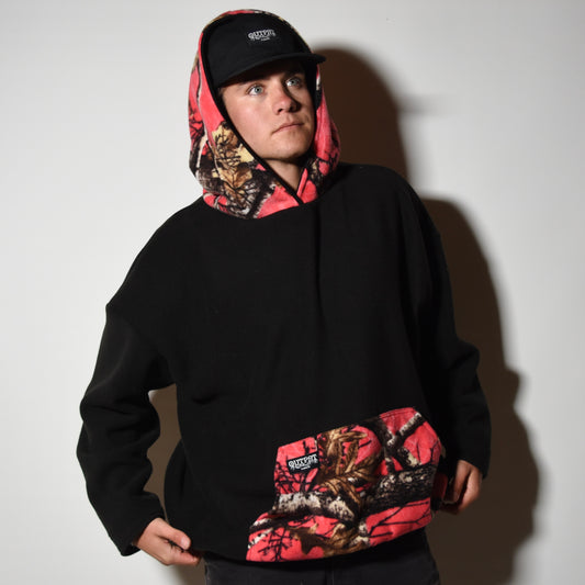 Pink On Black Fleece Hoodie