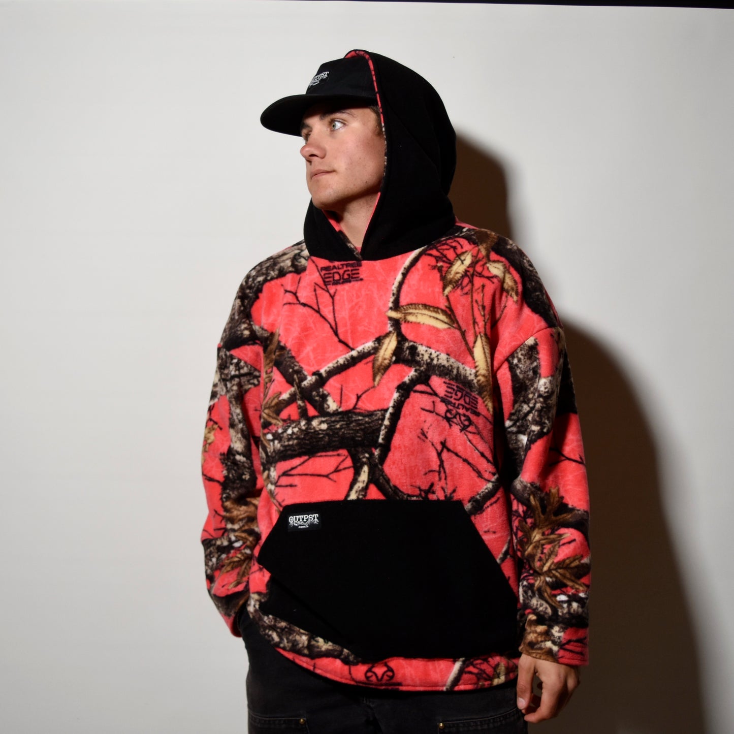 Black On Pink Fleece Hoodie