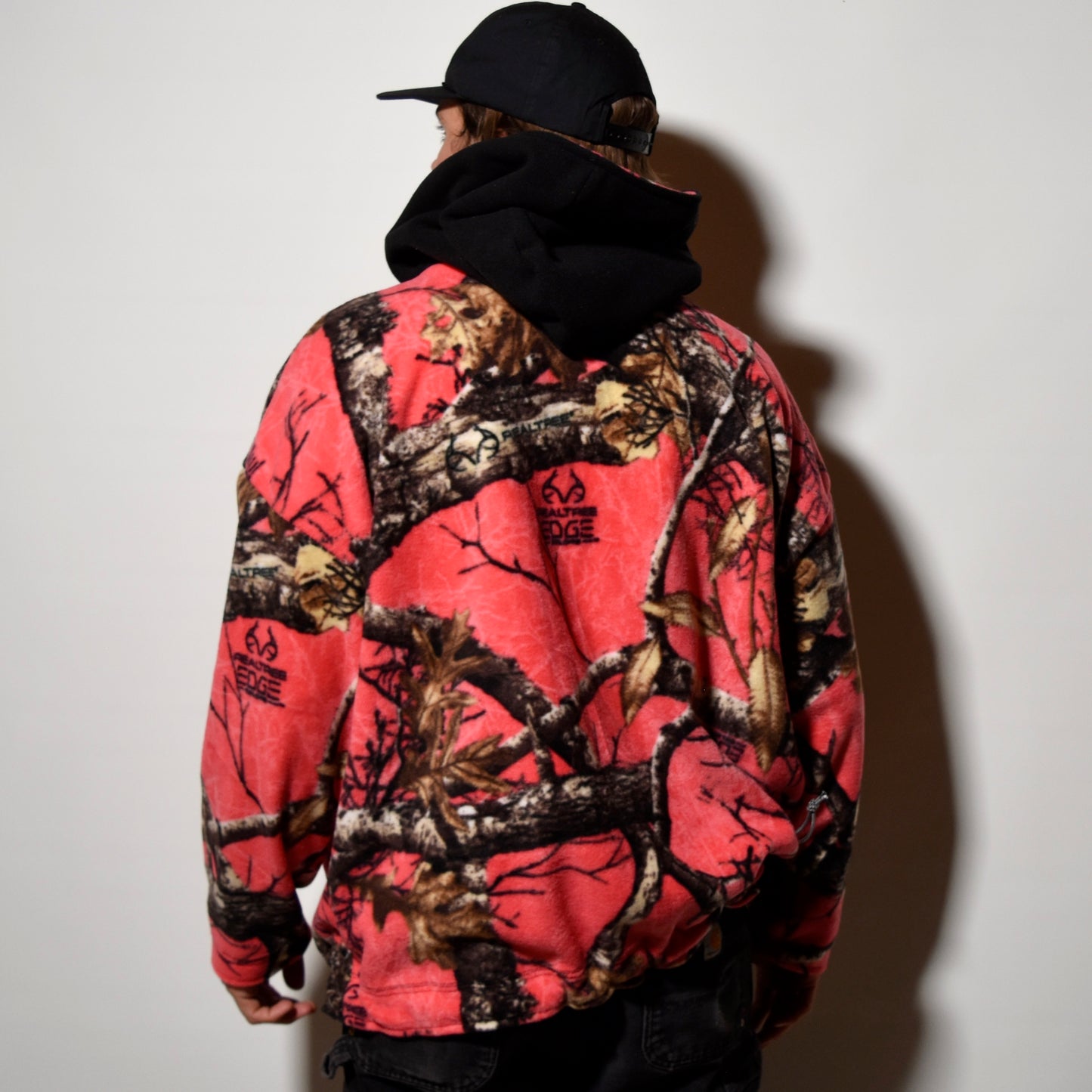 Black On Pink Fleece Hoodie